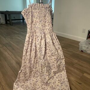 Smocked Lavender Floral Maxi Dress for Girls